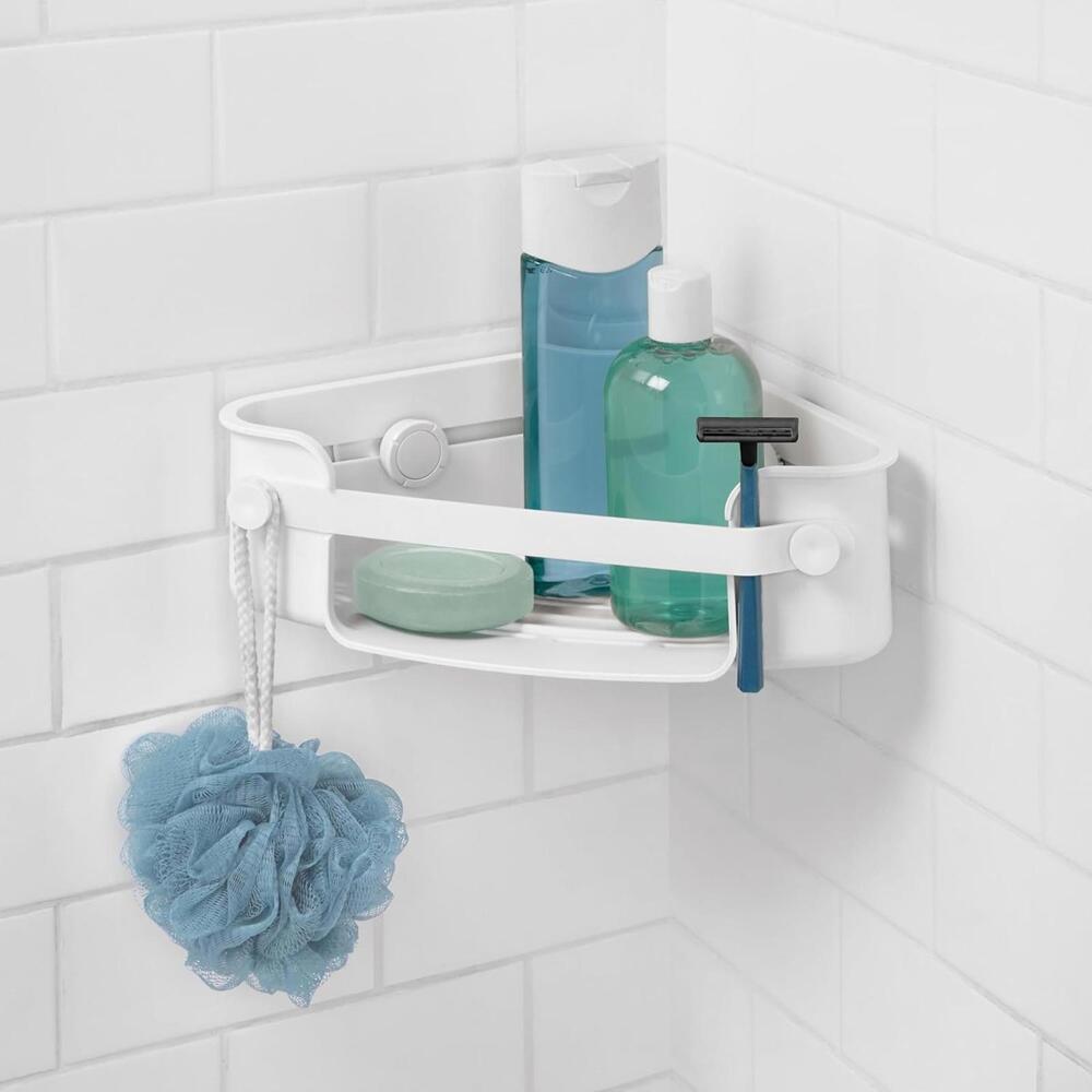 Corner Shower Bin Basket Shelf Flex Gel Lock Wall Mounted - White by Umbra New